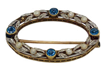 Load image into Gallery viewer, Estate Sapphire Vintage Brooch 14k White and yellow Two-Tone