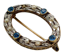 Load image into Gallery viewer, Estate Sapphire Vintage Brooch 14k White and yellow Two-Tone
