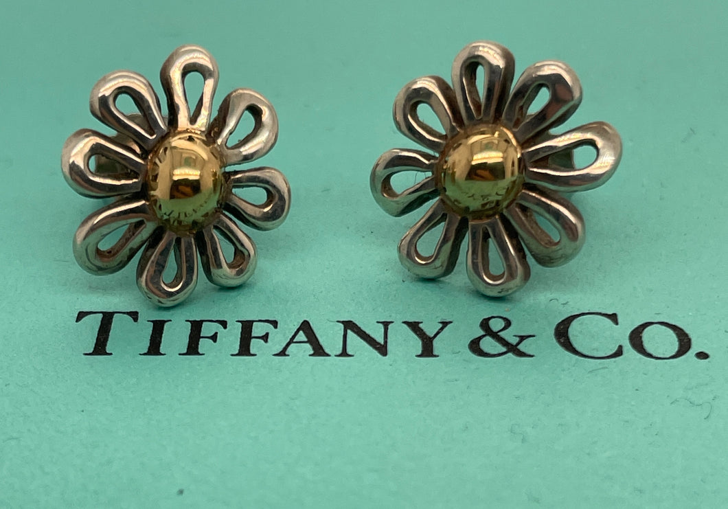 Estate Tiffany & Co. 18K Gold and Sterling Silver Paloma Picasso Flower Earrings