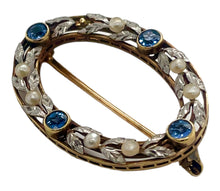 Load image into Gallery viewer, Estate Sapphire Vintage Brooch 14k White and yellow Two-Tone

